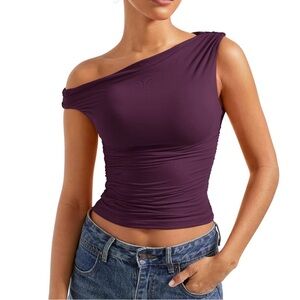Fun Women’s Violet One-Shoulder Top Small